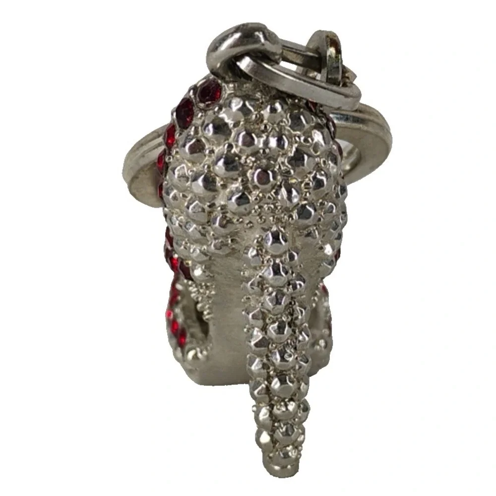 Red Rhinestone Silver Tone Metal High Heel Shoe Shoes Keychain‎ Purse Charm